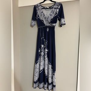 Navy & white maxi dress